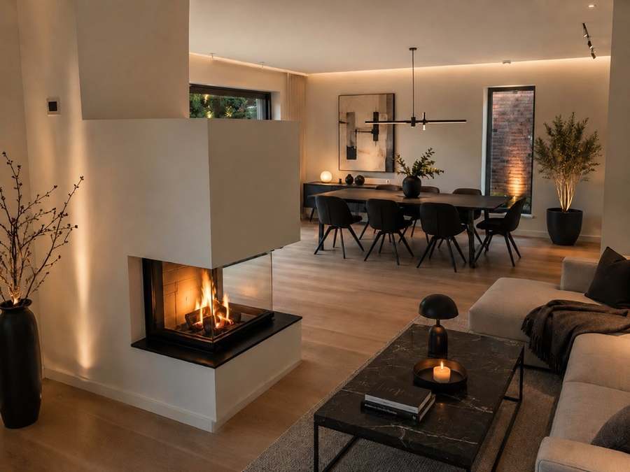 Innenausbau, Detail 1: Wohnraum mit Kamin – moehrkepartner architekten, Buchholz in der Nordheide